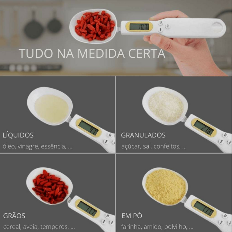 Colher De Medida Portátil Com Balança Digital Para Alimentos | Premium