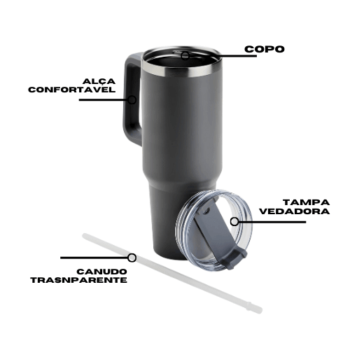 Copo Térmico Grande 1200 Ml Canudo Parede Dupla | Cor branco - HWS DESCONTOS